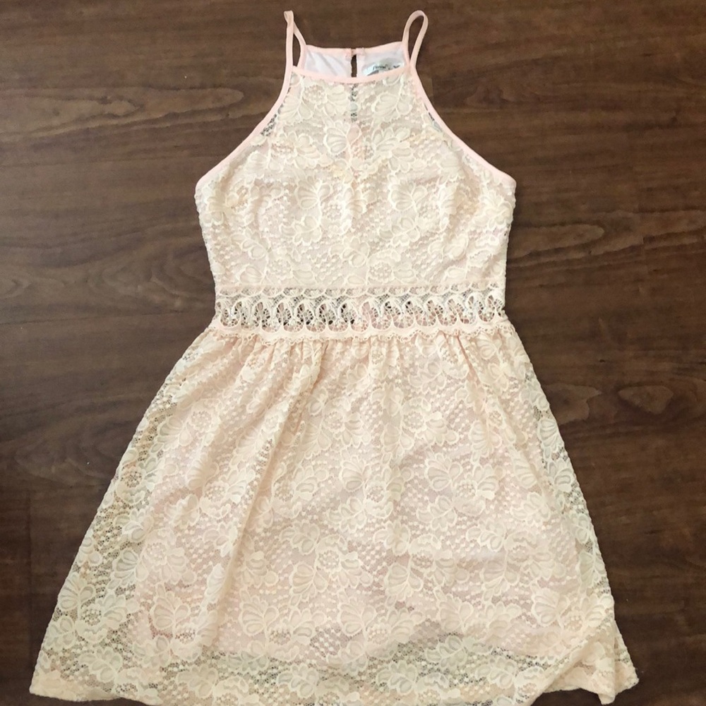 Pink Lace Dress with custom embellishments size M